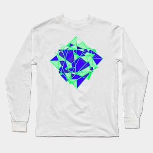 Geometric cyberpunk neon green blue Long Sleeve T-Shirt